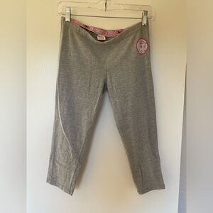 Vintage Victoria’s Secret Love Pink University Gray and Pink Cropped Leggings